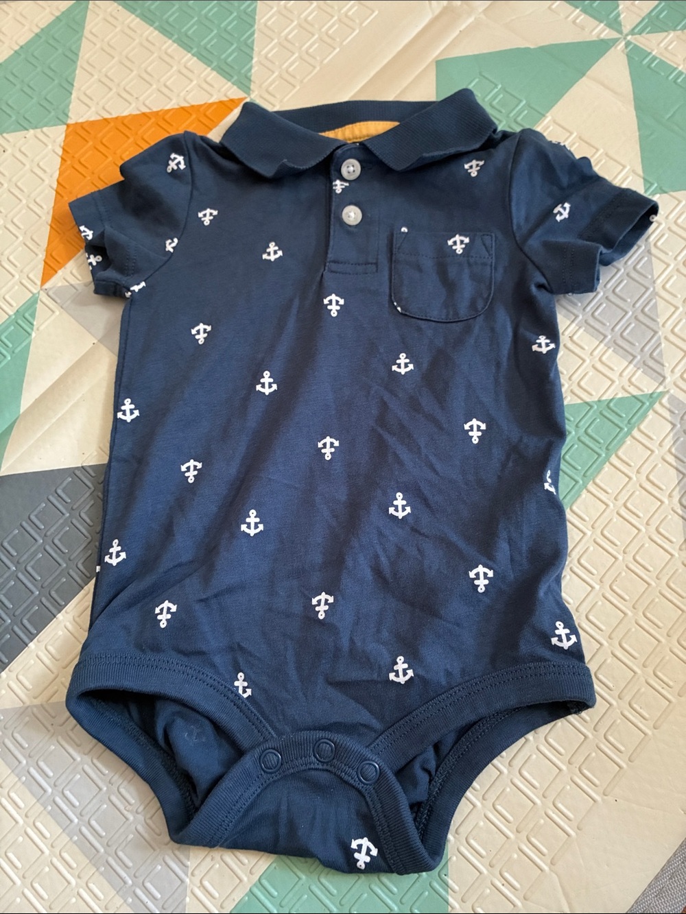 20/25$ 🧸 Navy Anchor-Print Polo One-Piece for Kids